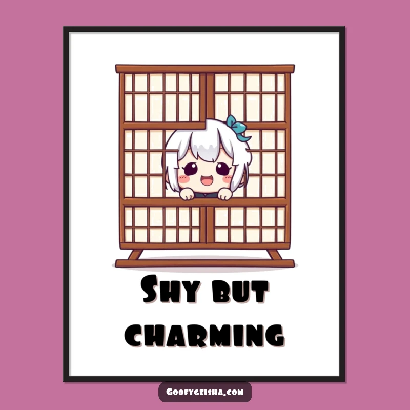 Funny Kawaii Shoji Peek Art Print: Whimsical & Hilarious Decor