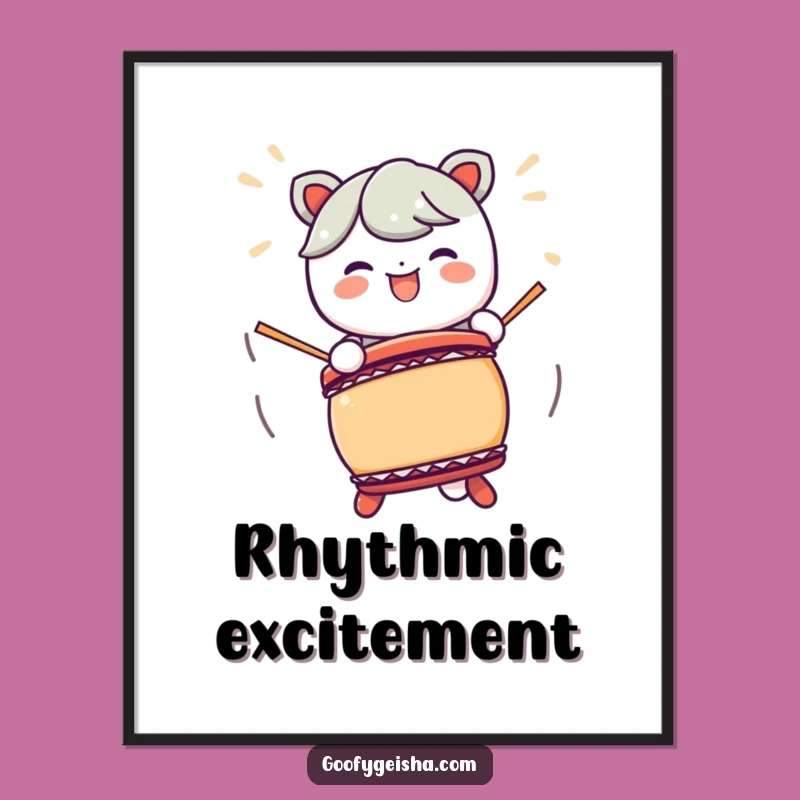 Funny Kawaii Taiko Drum Digital Art: Energetic Character for Instant Rhythm