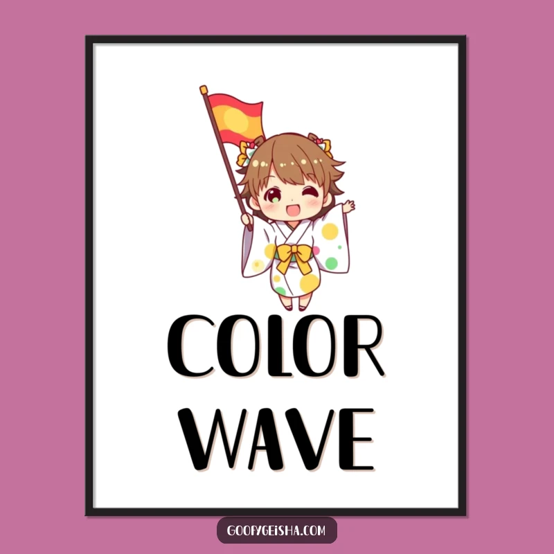 Funny Kimono Flag Waving Digital Art - Exciting Celebration Print