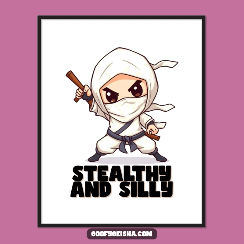 Funny Ninja Art Print: Chibi Pose Illustration - Instant Download for Martial Arts Fans