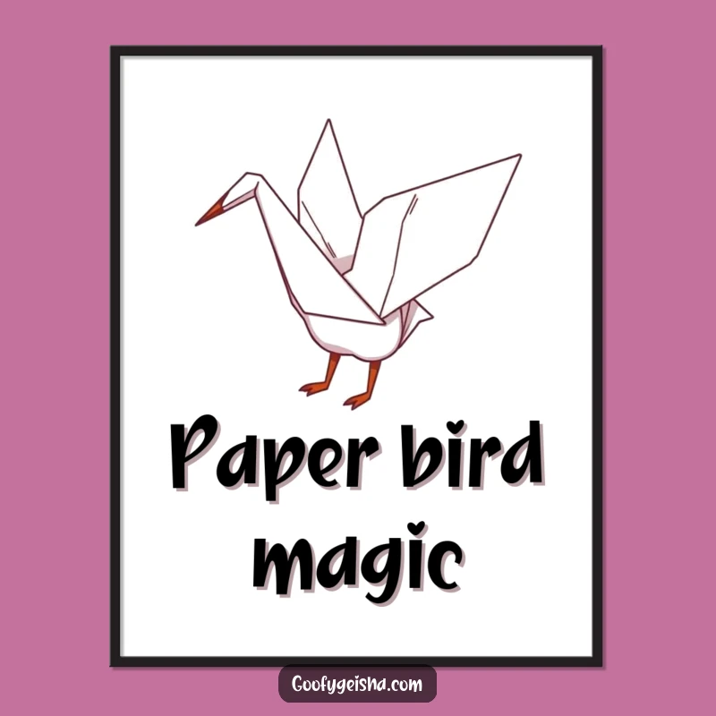 Funny Origami Crane Art Print - Instant Whimsical Art for Walls