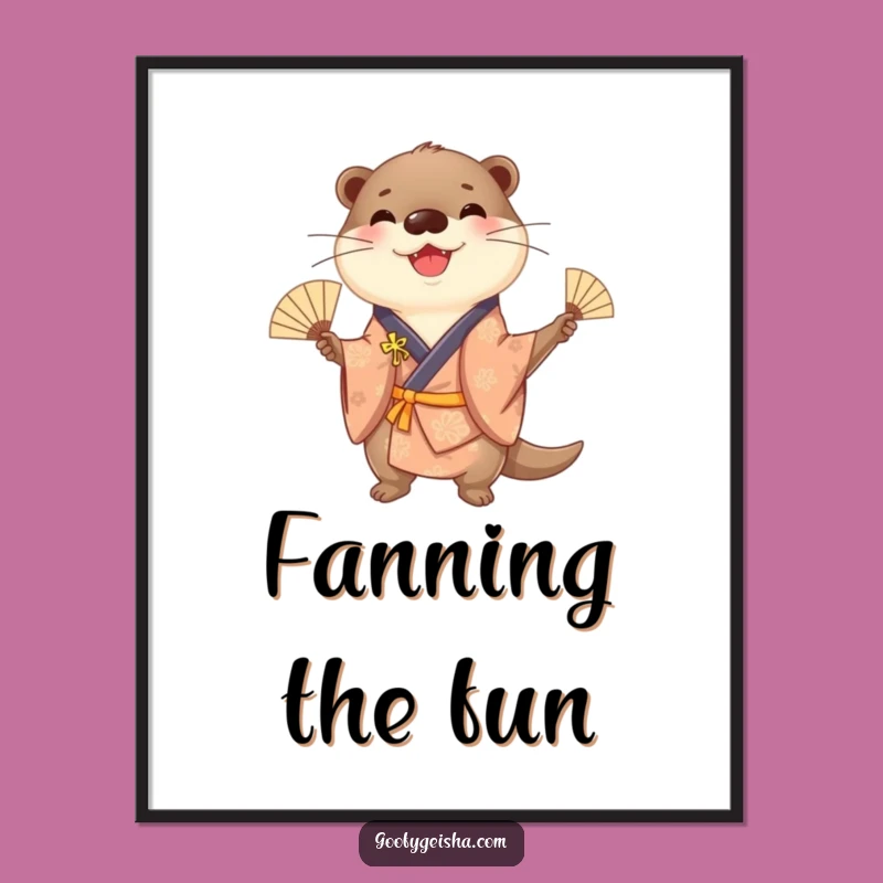 Funny Otter Kimono Digital Art: Juggling Decor, Unique Humorous Gift