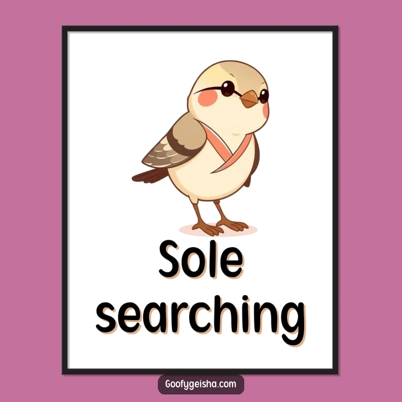 Funny Sparrow Kimono Digital Art Print - Geta Sandal Wall Decor Gift