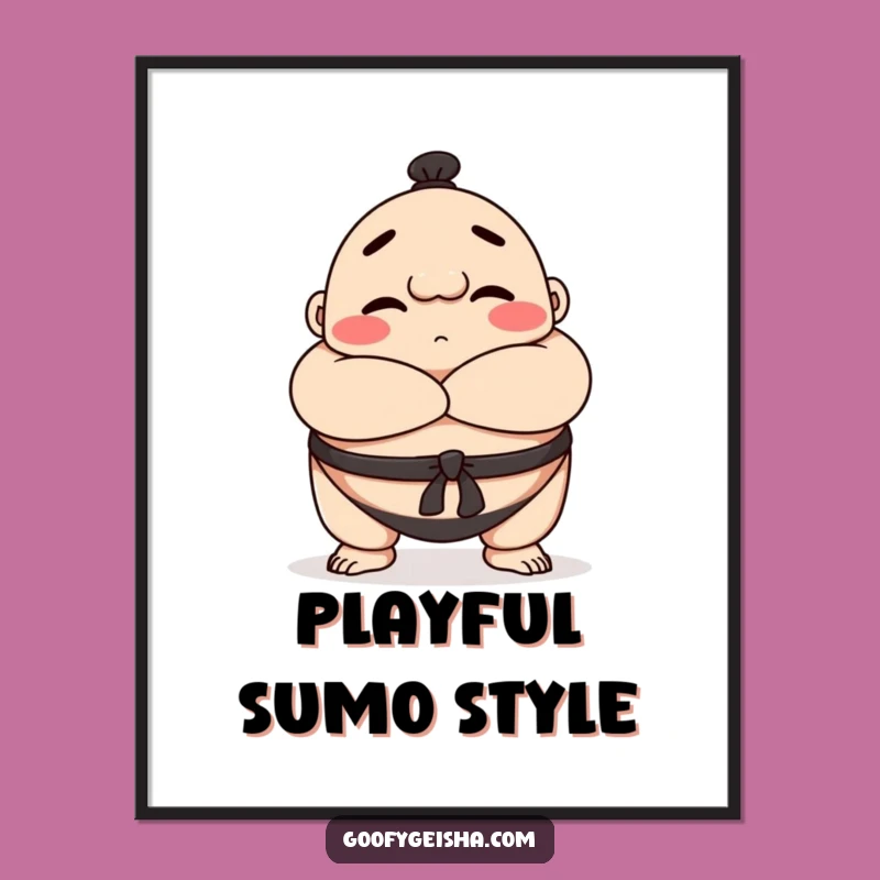 Funny Sumo Digital Art: Bowing Character Decor, Instant Humorous Funny Gift Download