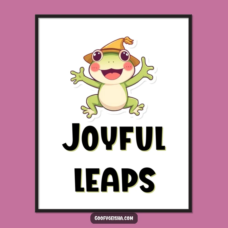 Funny Frog Jumping Digital Art: Cheerful Character, Perfect Party Gift!