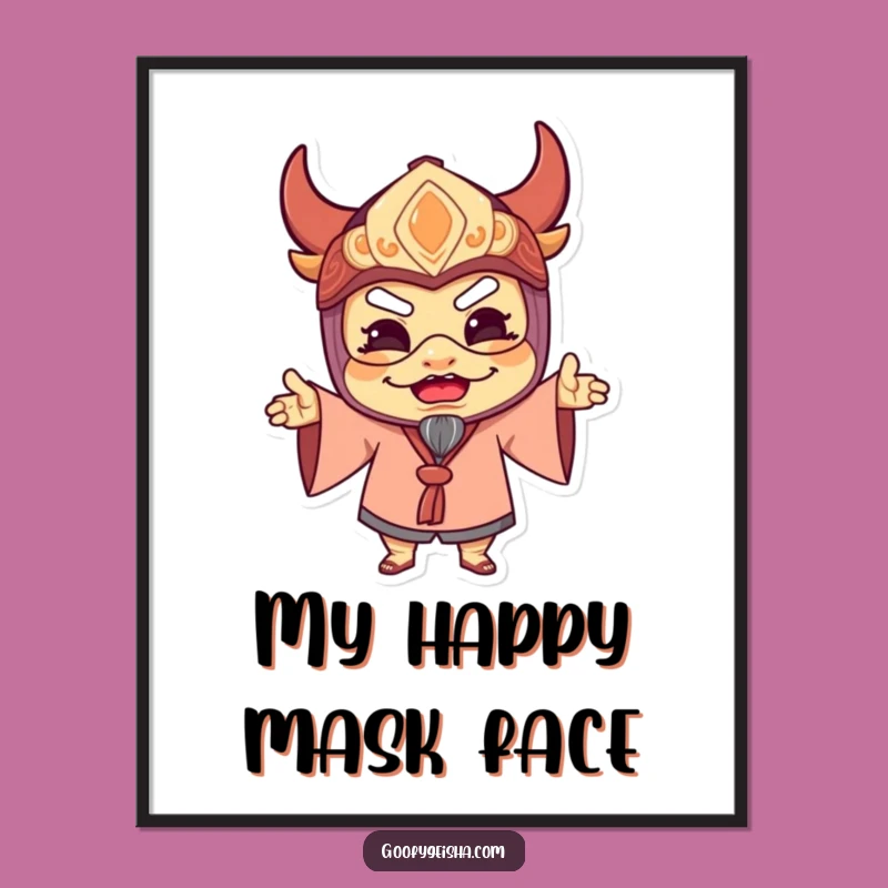 Funny Masked Character Digital Art: Instant Joyful Decor