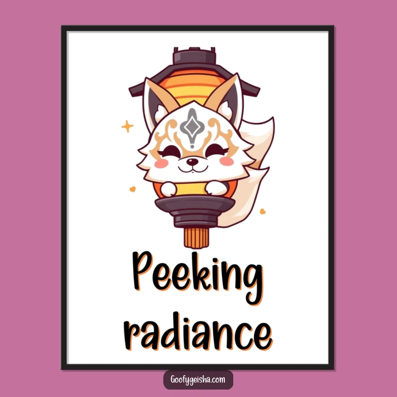 Funny Kitsune Digital Art - Masked Character Lantern Art Print