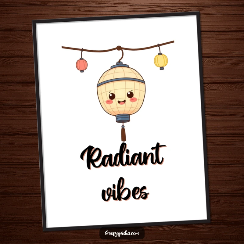 Funny paper lantern digital art print of a character joyfully bobbing, offering instant cheer and vibrant energy. A delightful digital decoration.
