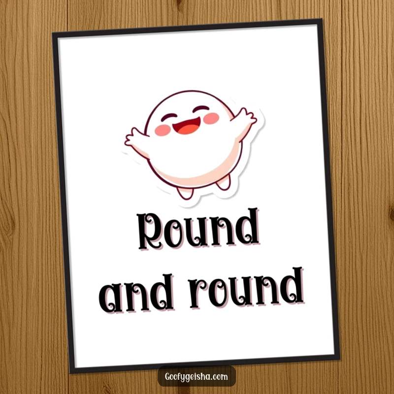 Funny spinning Daruma doll digital art print of a joyful character, perfect for adding instant humor to any space.