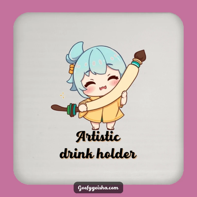 Funny Calligraphy Brush Face Coaster - Protect Surfaces with Artistic Humor