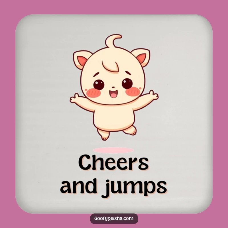 Funny Joyful Jumping Character Coaster Set - Rosy Cheeks Fun for Tables