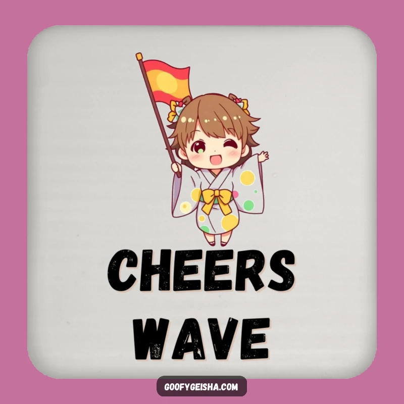 Funny Kimono Flag Waving Coaster Set - Festive Protection for Tables