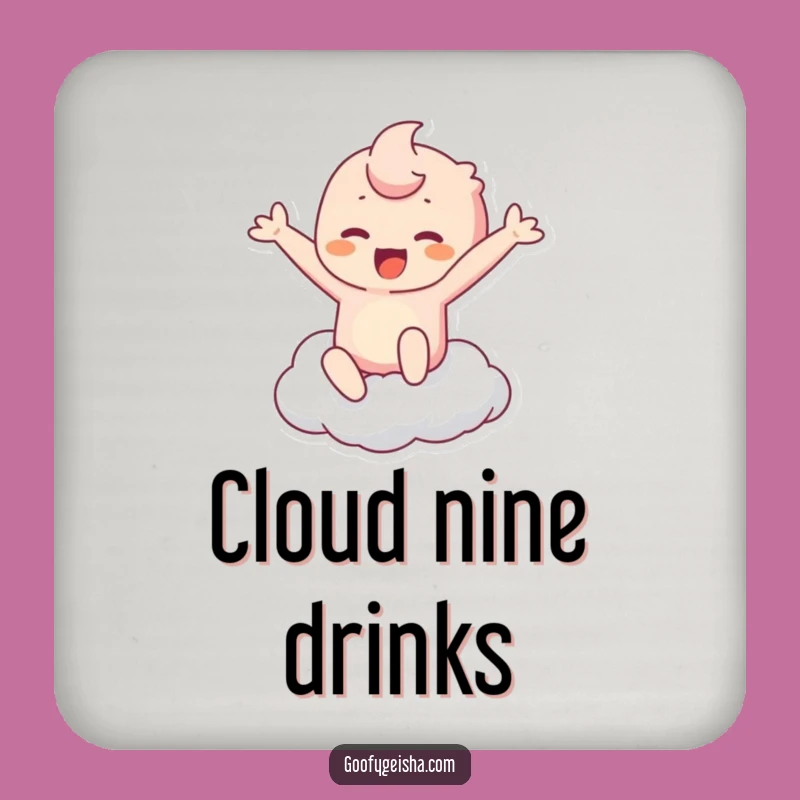 Funny Kawaii Cloud Leap Coaster Set: Hilarious Drink Protection