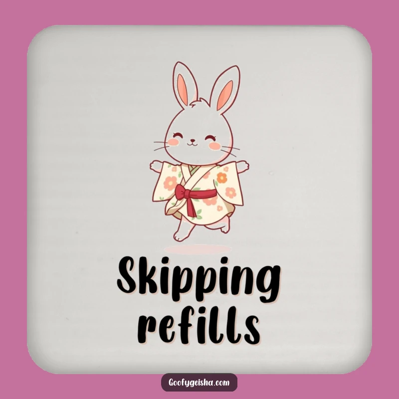 Funny Bunny Kimono Coaster: Protect Surfaces Joyfully, Chic Humorous Gift