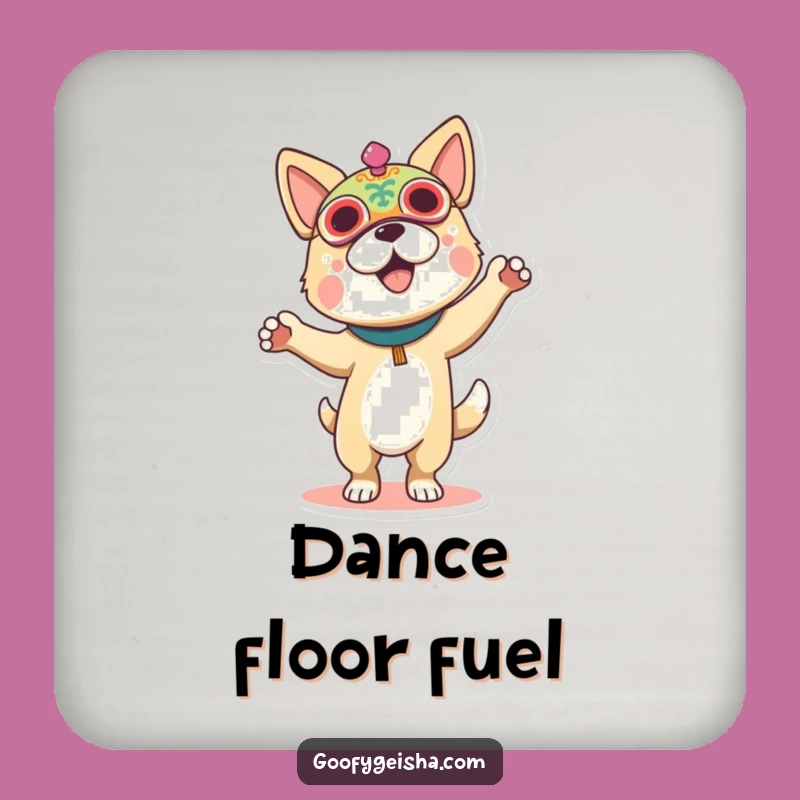 Funny Dog Festival Mask Coasters: Protect Surfaces with Hilarious Dance Art