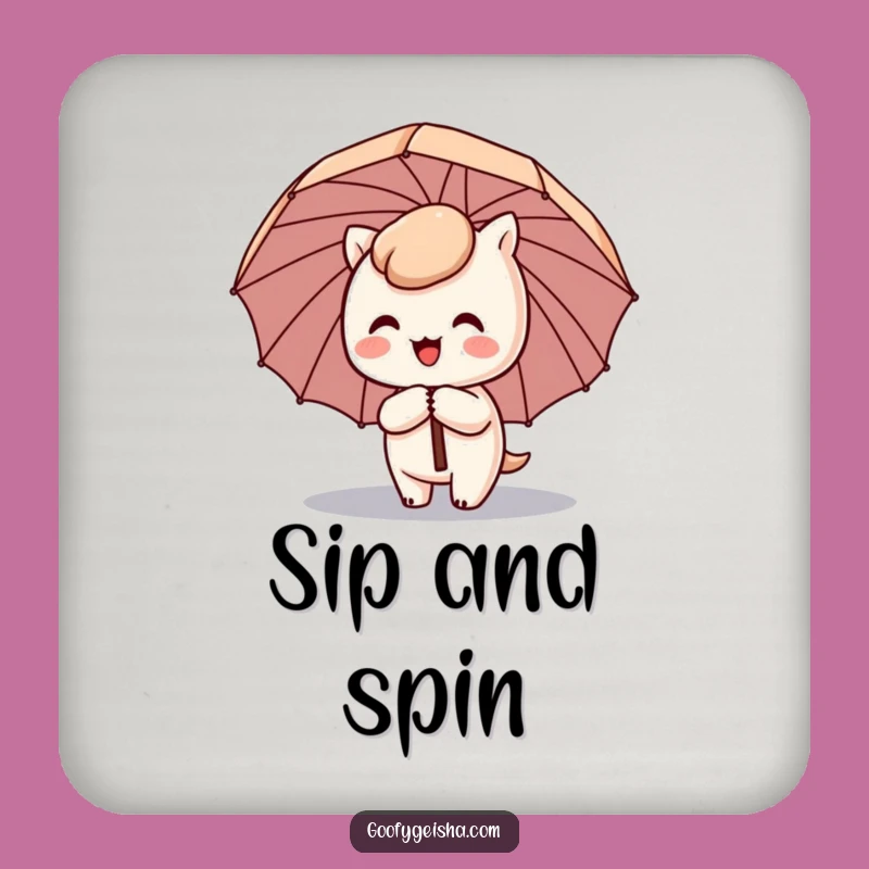 Funny Kawaii Umbrella Drink Coaster - Comical Decor for Any Surface