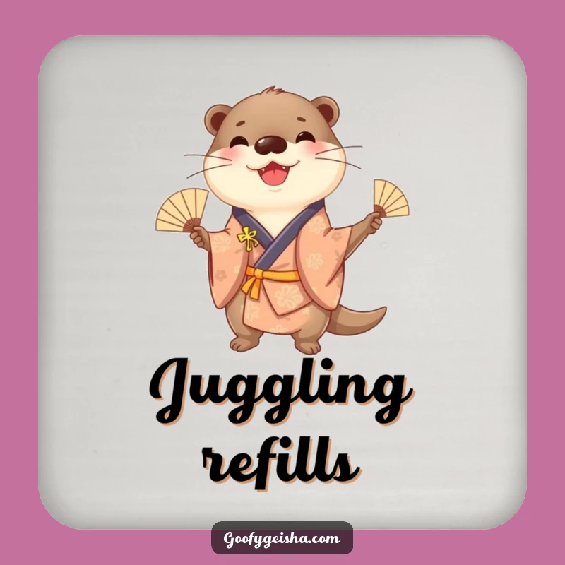 Funny Otter Kimono Coaster: Protect Surfaces Playfully, Chic Humorous Gift