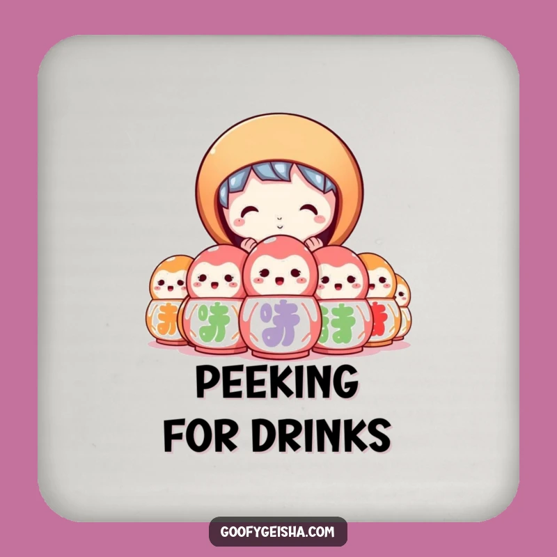 Funny Daruma Coaster - Protect Surfaces with a Peek