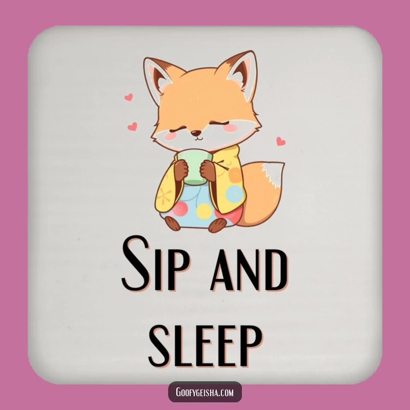 Funny Sleepy Fox Kimono Coaster - Cozy Tea Time Drink Protector Gift