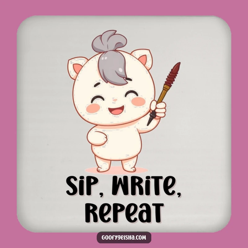 Funny Calligraphy Coaster: Proud Artist Decor, Unique Funny Gift for Tables