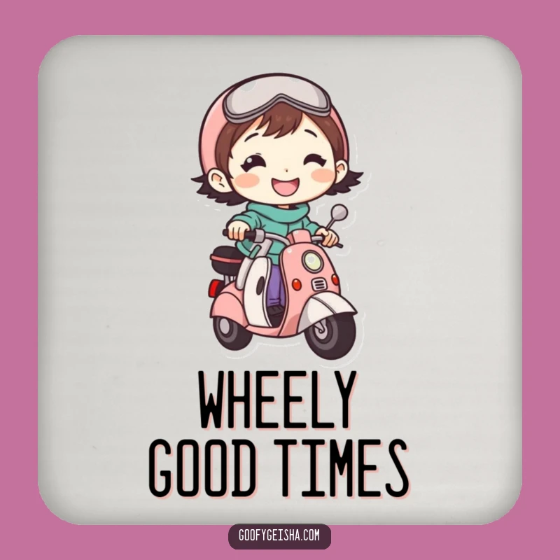Funny Scooter Coaster: Grin Character Drink Protector, Unique Funny Gift for Tables