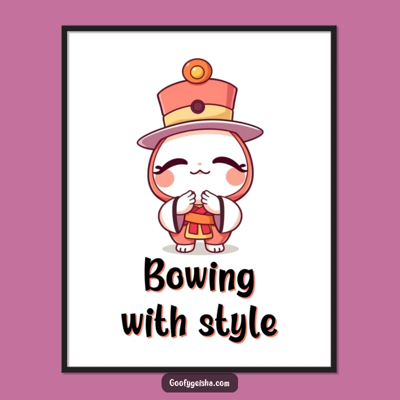 Funny Daruma Hat Poster Bowing Character Artistic Gift