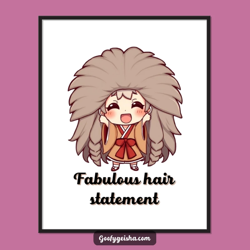 Funny Kabuki Wig Poster - Hilarious Theatrical Art for Dramatic Spaces!