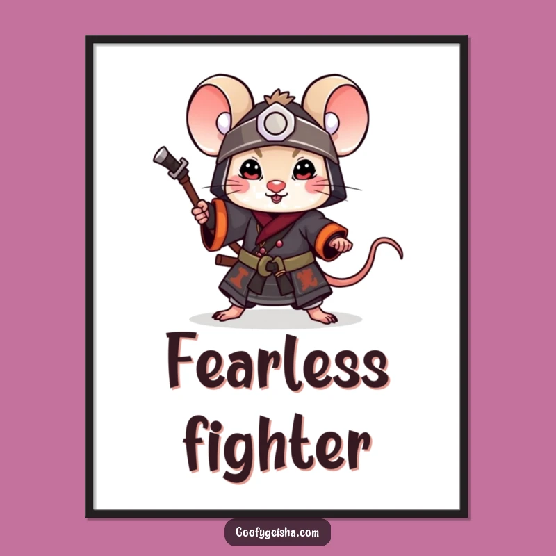 Funny Mouse Samurai Poster: Playful Warrior Art, Ideal Funny Gift