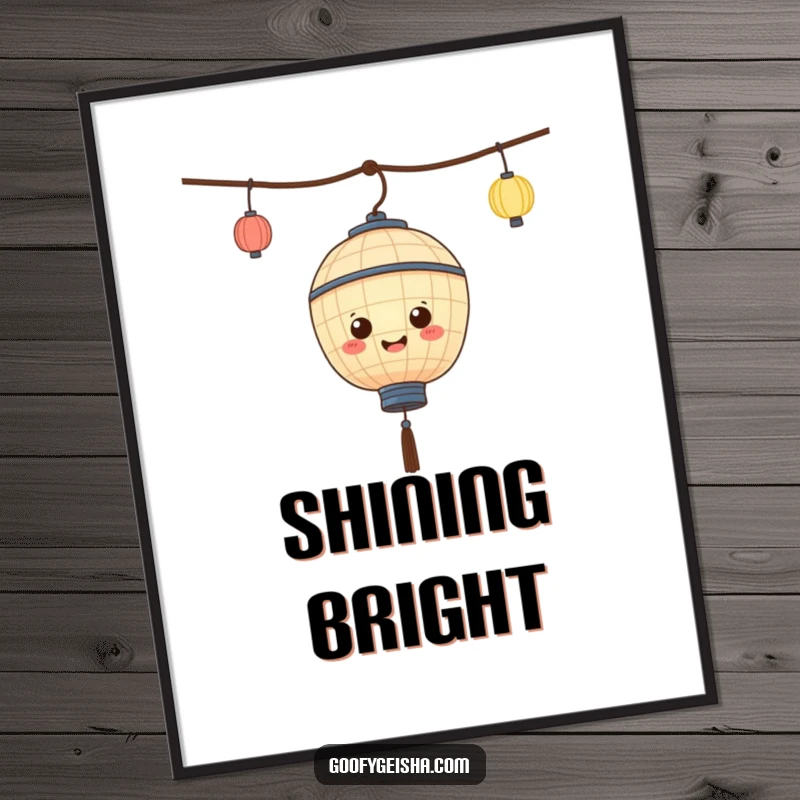 Funny paper lantern poster artwork of a character joyfully bobbing, bringing vibrant energy and happiness to any wall. A cheerful decor piece.