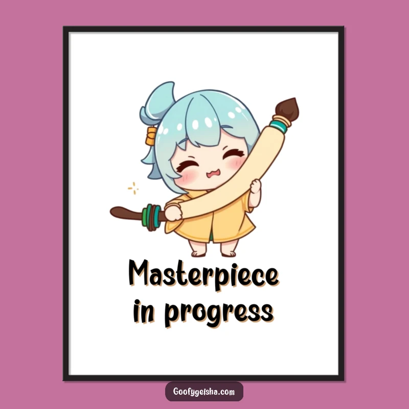 Funny Calligraphy Brush Face Poster - Hilarious Art Print for Quirky Decor