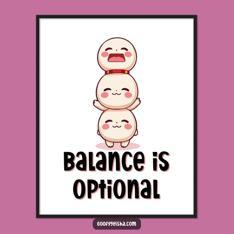Funny Daruma Doll Balancing Poster - Hilarious Wall Art for a Laugh