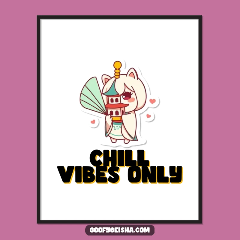 Funny Kawaii Pagoda Fan Poster: Bring Whimsy and Laughter Home