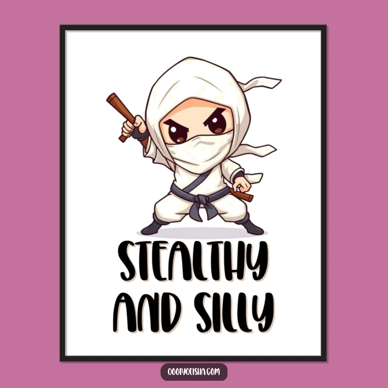 Funny Ninja Poster: Chibi Pose Art - Hilarious Wall Decor for Martial Arts Fans