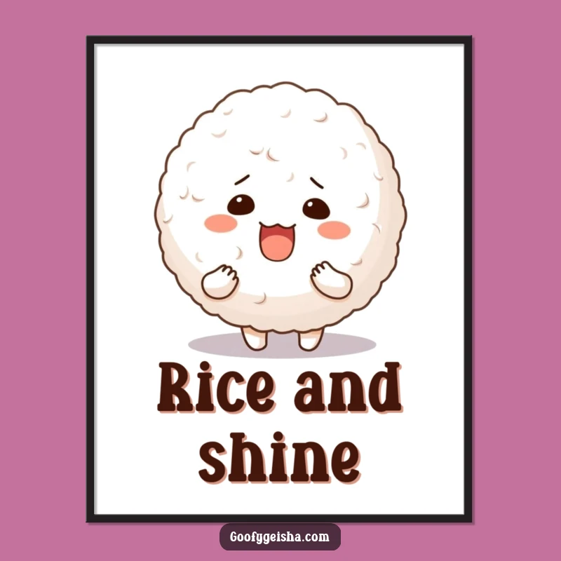 Funny Rice Ball Poster Silly Character Bouncy Art