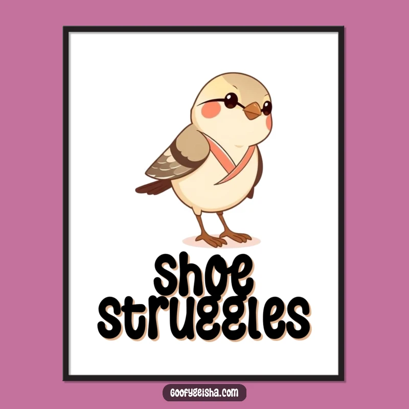 Funny Sparrow Kimono Poster - Hilarious Geta Sandal Art Print Gift