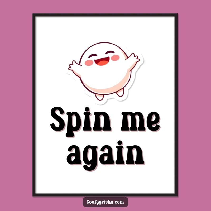 Funny Spinning Daruma Doll Poster: Joyful Character Wall Art for a Smile