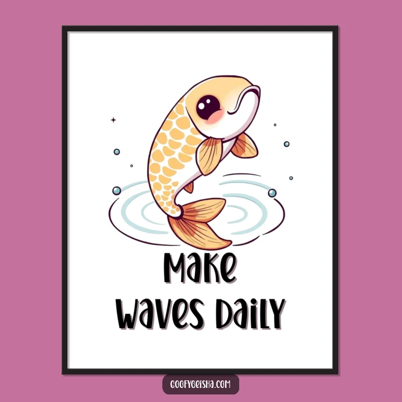 Funny Koi Fish Poster: Lively Leaping Carp Art