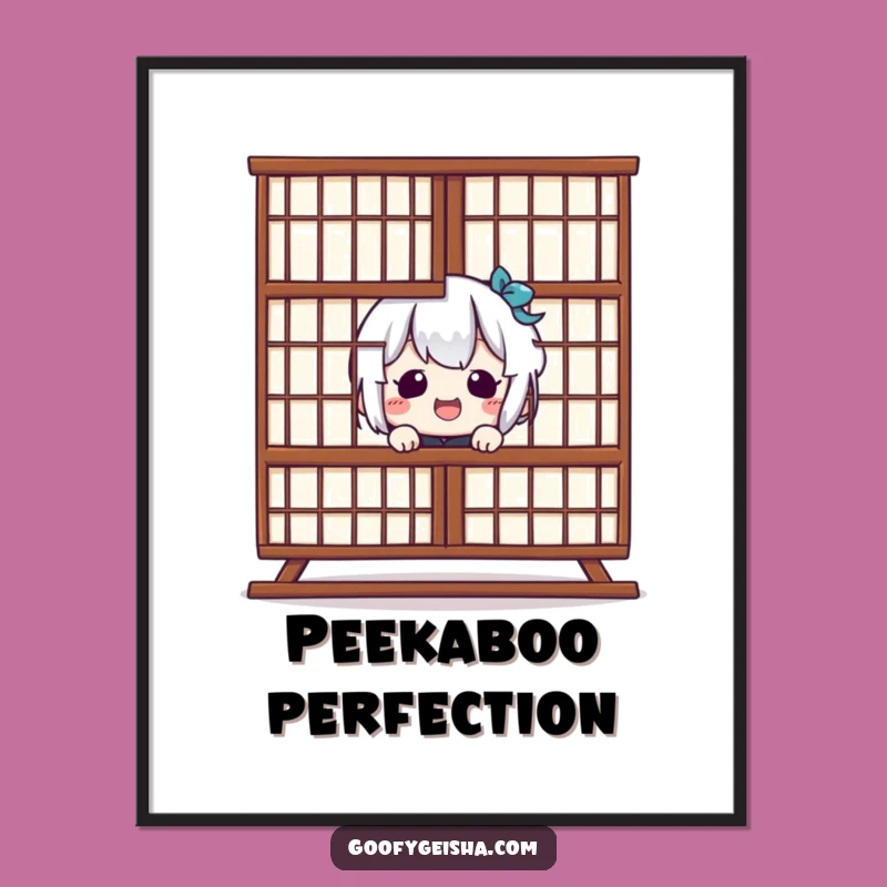 Funny Kawaii Shoji Peek Poster: Whimsical Wall Art for Playful Spaces