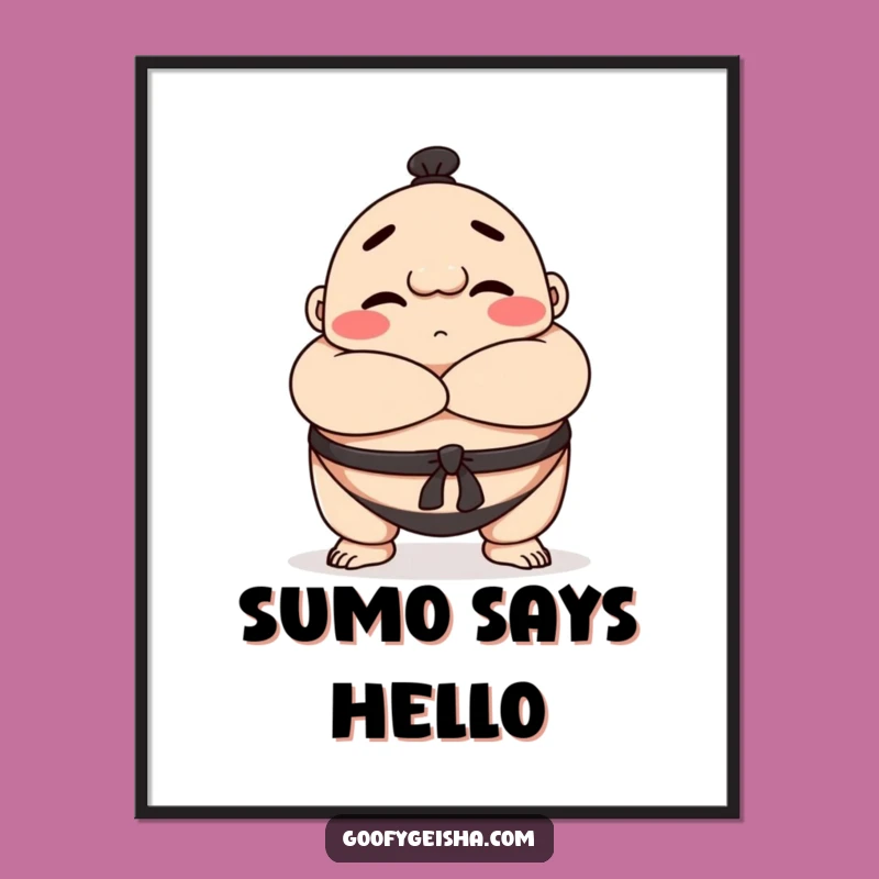 Funny Sumo Wrestler Poster: Bowing Character Art, Humorous Wall Decor Funny Gift