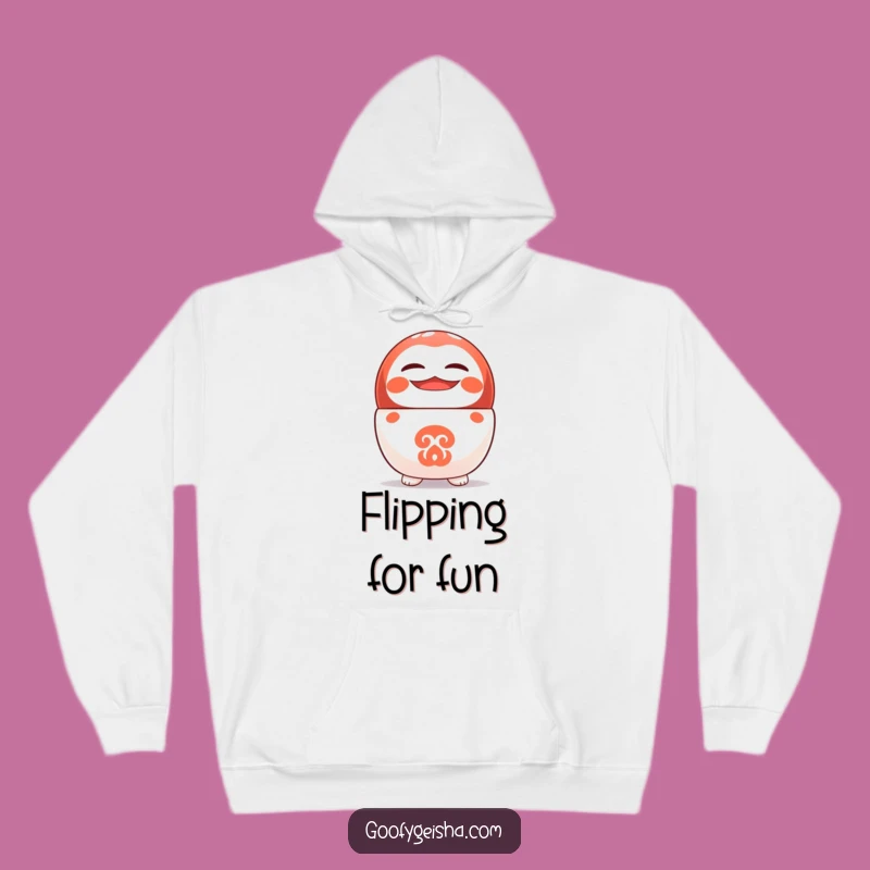 Funny Daruma Hoodie: Upside Down Cheer, Perfect Warm Gift for Dreamers