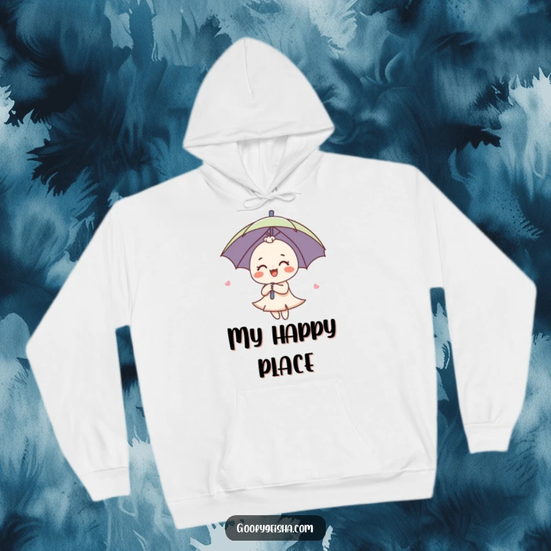Funny Umbrella Hoodie featuring a cute umbrella character spinning with a joyful expression, perfect for cozy and cheerful wear.