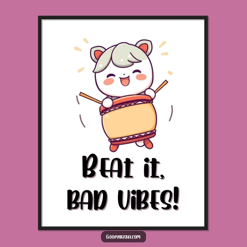 Free Printable Wall Art: Taiko Drummer Kawaii - Energetic & Funny Decor