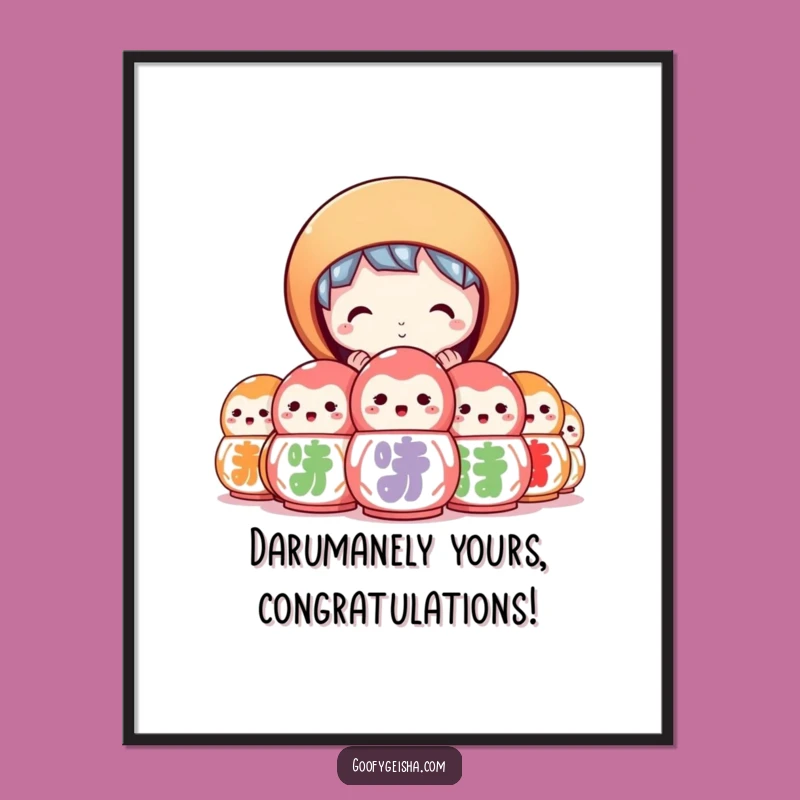 Curious Daruma Art Free Printable: Peeking Character Funny Downloadable Wall Decor