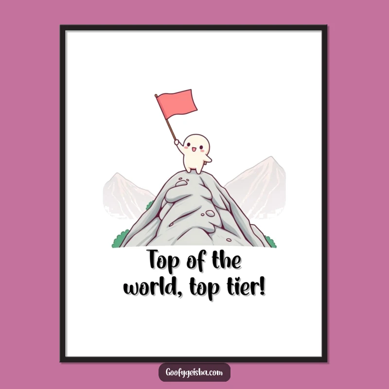 Free Printable Kawaii Mountaintop Art - Funny Downloadable Gift for Walls