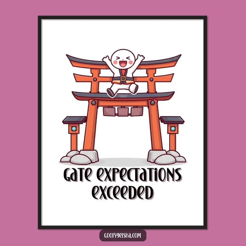 Free Printable Wall Art: Torii Gate Leap Funny Downloadable Decor