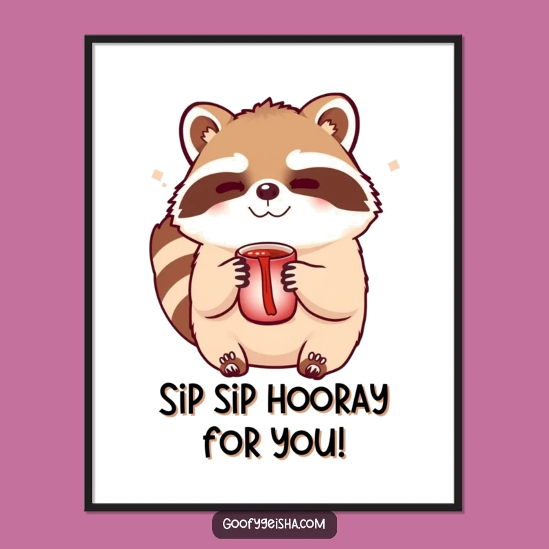 Free Printable Wall Art: Winking Tanuki Sake Funny Downloadable Art
