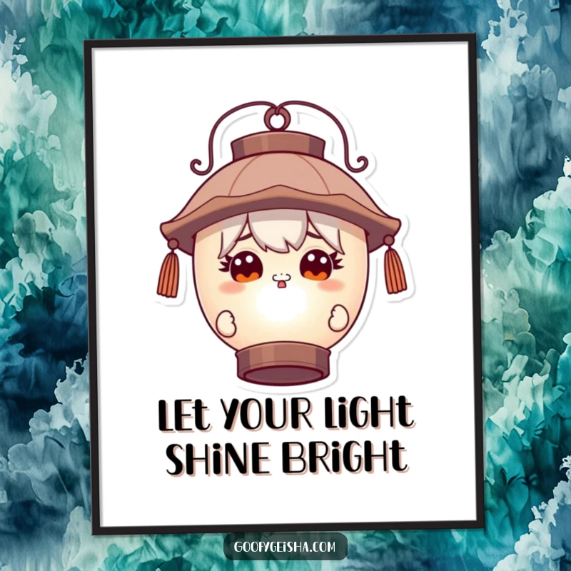 Funny Free Printable Wall Art: Character with wide, curious eyes peeks around a large lantern. Intriguing downloadable decor.