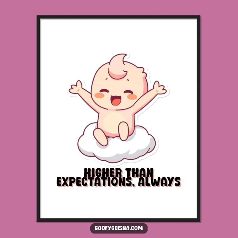 Free Printable Kawaii Cloud Leap Art - Funny Downloadable Gift for Walls