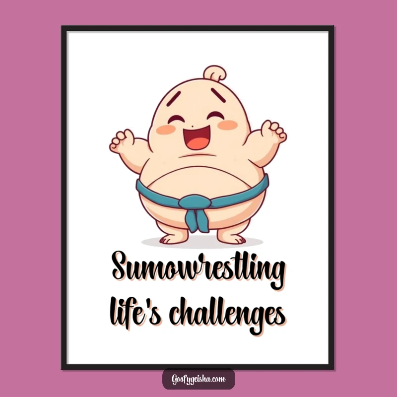 Free Printable Wall Art: Wobbly Sumo Champion, Funny Downloadable Art for Laughs