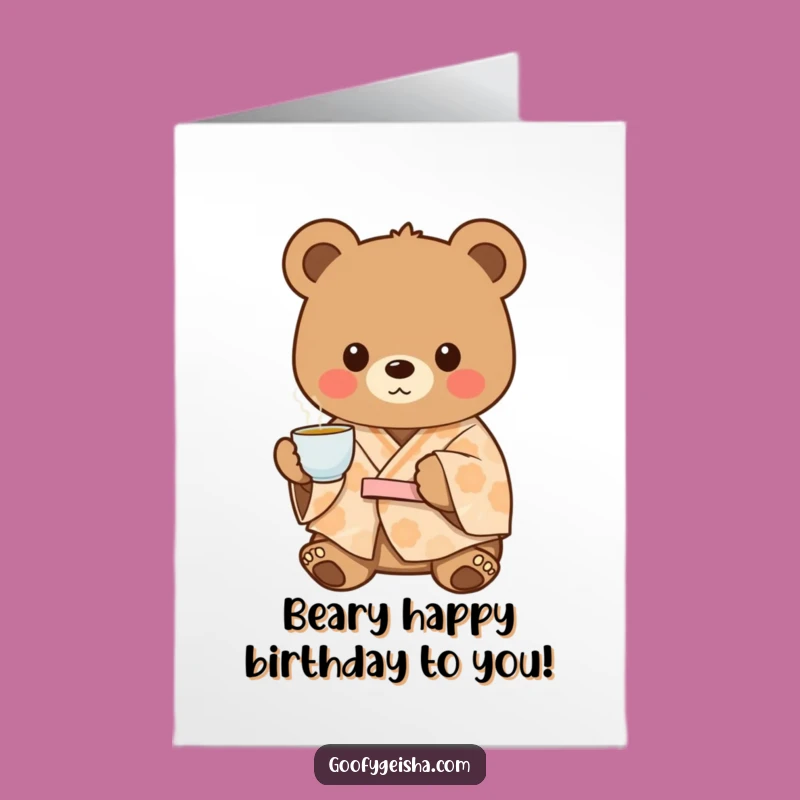 Free Printable Bear Birthday Card: Charming Tea Panda, Downloadable Warm Gift